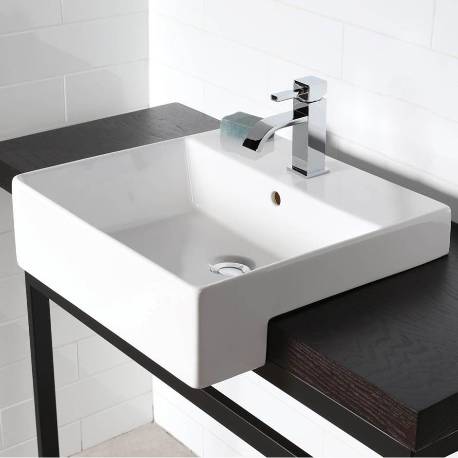 Lacava - Semi-recessed porcelain Bathroom Sink with anoverflow. - White