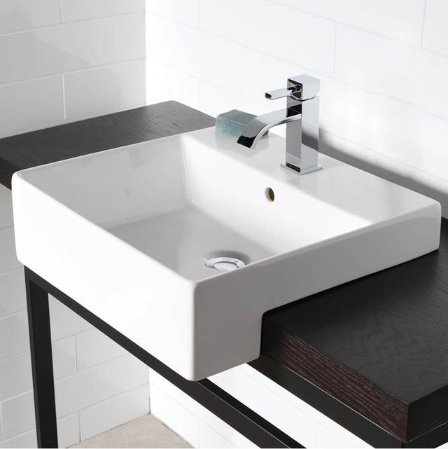 Lacava - Semi-recessed porcelain Bathroom Sink with anoverflow. - White