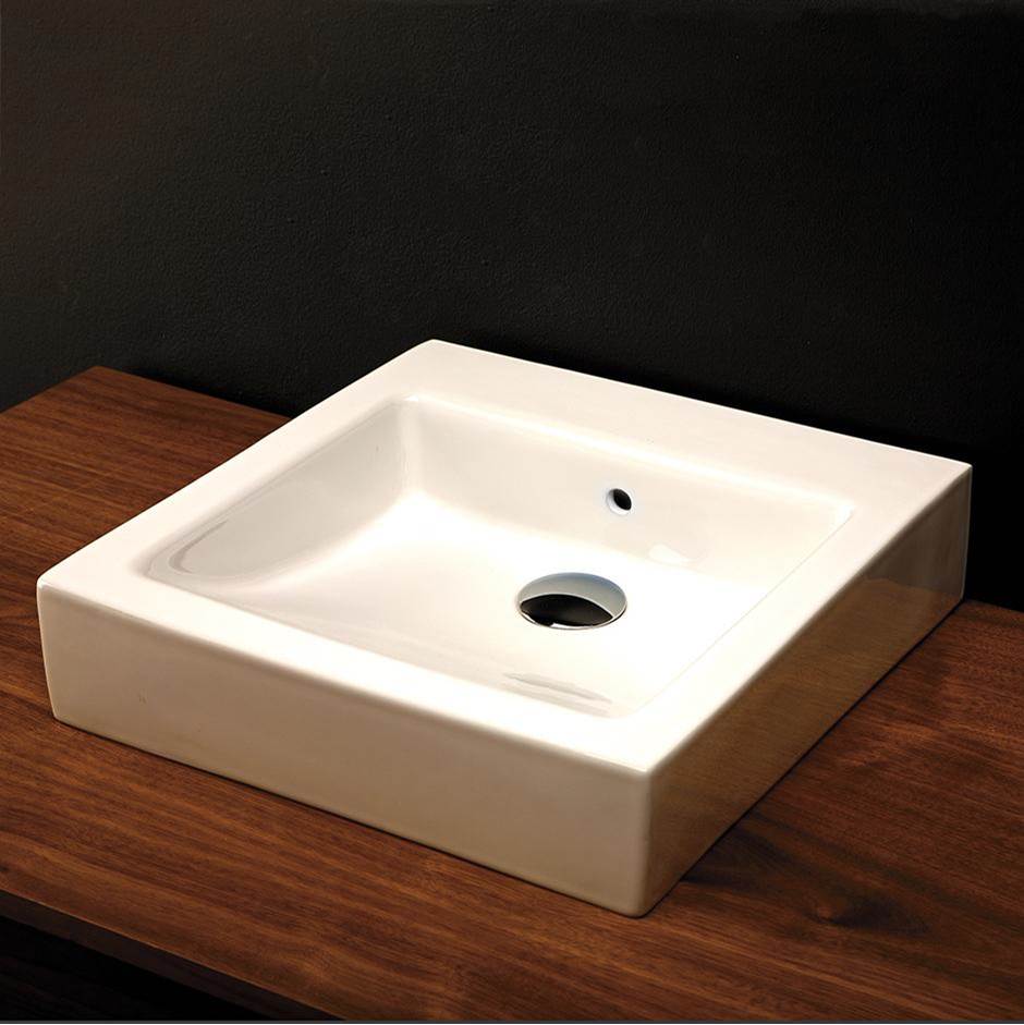 Lacava - Wall-mounted or vessel porcelain washbasin with overflow - White