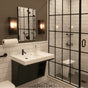Lacava - Wall-mounted under-counter vanity with two sliding doors, two open cubbies on the left, and accent light. W: 32'', D: 18'', H: 22'' - Gloss Ardesia