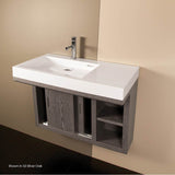 Lacava - Wall-mounted under-counter vanity with two sliding doors, two open cubbies on the right, and accent light. W: 32'', D: 18'', H: 22'' - Natural Cherry