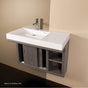 Lacava - Wall-mounted under-counter vanity with two sliding doors, two open cubbies on the right, and accent light. W: 32'', D: 18'', H: 22'' - Natural Cherry