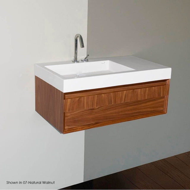 Lacava - Wall-mount under-counter vanity with finger pulls on one drawer, the drawer has Ushaped notch for plumbing. - Gloss Ardesia