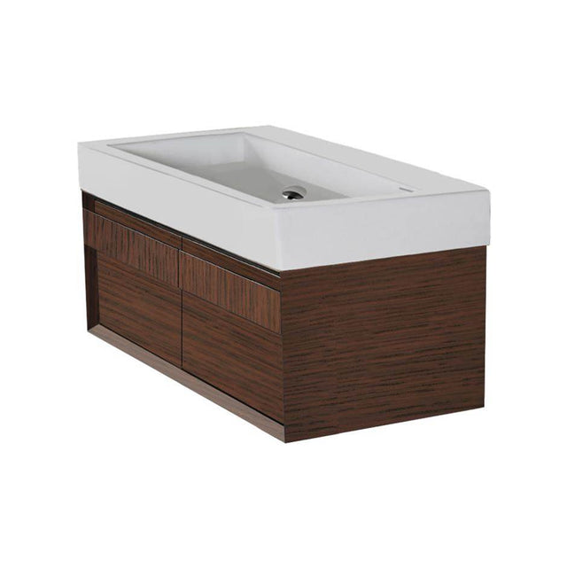 Lacava - Wall-mount undercounter vanity with large wood pulls on two drawers. Washbasin #5103 sold separately. W: 35 1/4'', D: 14 1/4'', H: 12''. - Gloss Ardesia