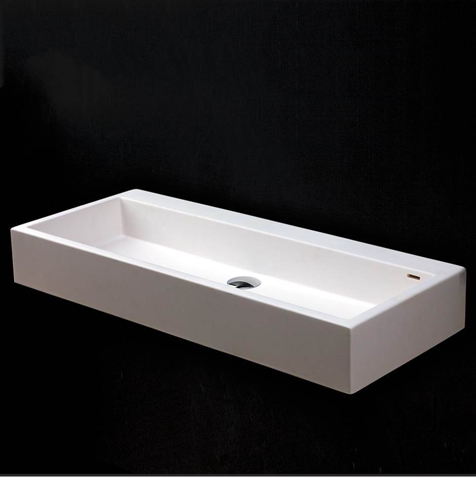 Lacava - Vessel solid surface washbasin with overflow, finished back. - Matte White
