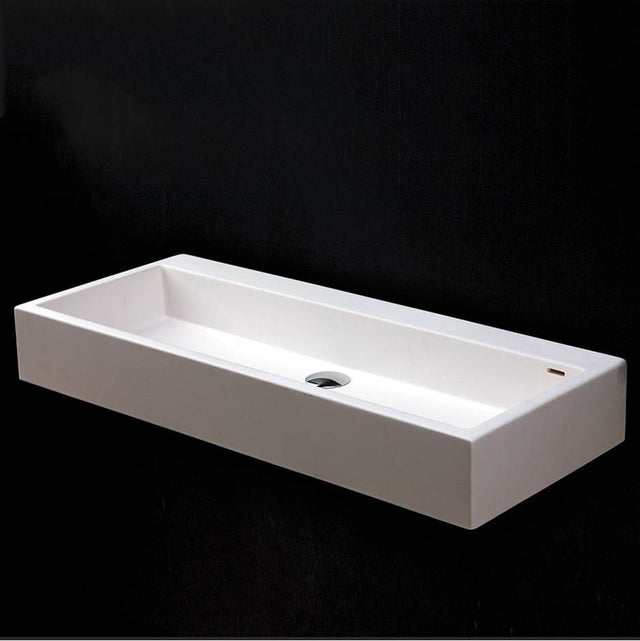 Lacava - Vessel solid surface washbasin with overflow, finished back. - Gloss White
