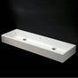 Lacava - Vessel white solid surface double washbasin with overflow, finished back. - Gloss White
