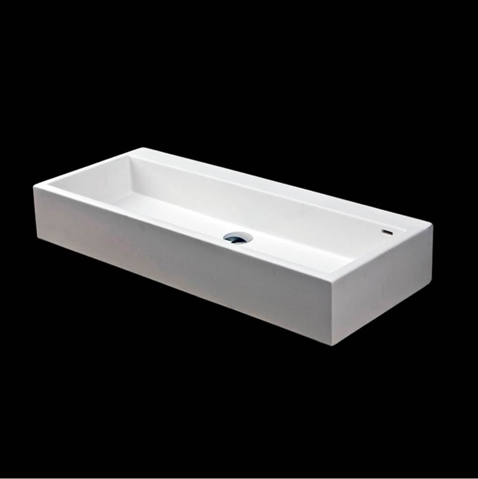 Lacava - Vessel Bathroom Sink made of solid surface, with an overflow. - Gloss White