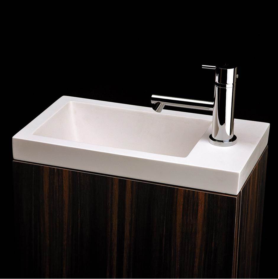 Lacava - Self-rimming Bathroom Sink made of solid surface, with an overflow, finished back. - Matte White