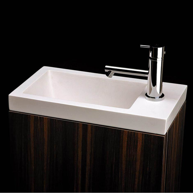 Lacava - Self-rimming Bathroom Sink made of solid surface, with an overflow, finished back. - Matte White