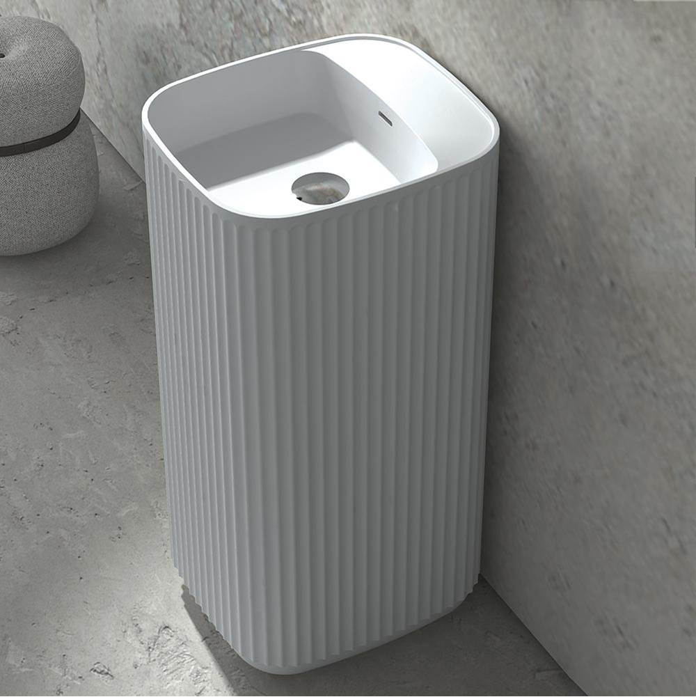 Lacava - Square pedestal sink in fluted style W: 16'' D: 18'' H: 35 1/2'' - Matte Black