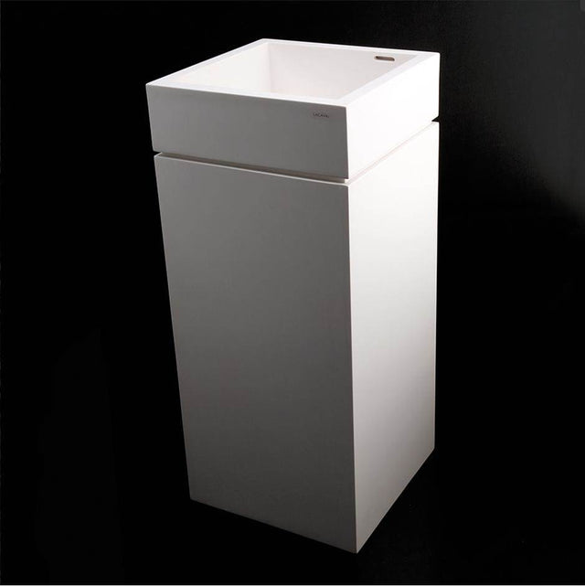 Lacava - Vessel Bathroom Sink made of solid surface, with an overflow and decorative drain cover, finished back. - Matte White