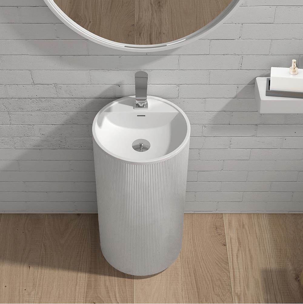 Lacava - Round pedestal sink in fluted style. DIAM: 18'' H: 35 1/2'' - Matte Black
