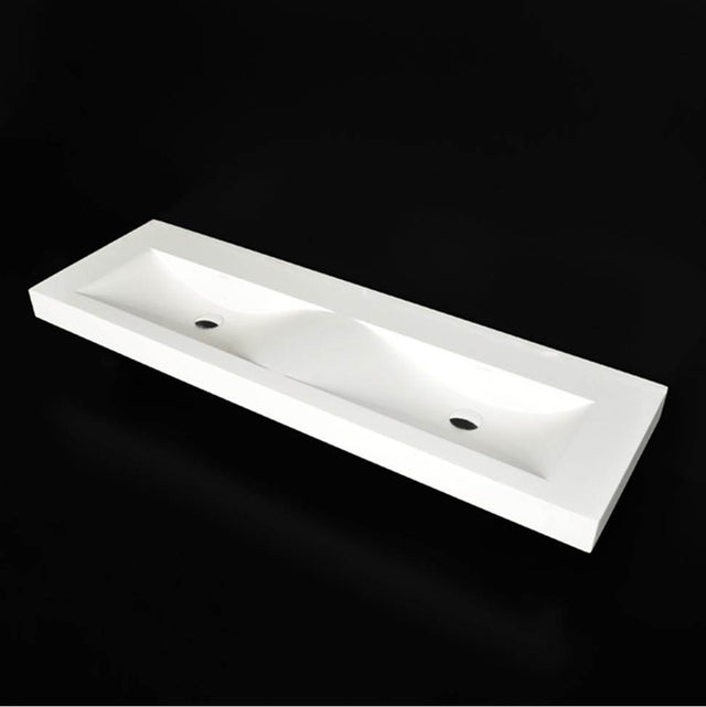 Lacava - Double vanity top made of solid surface, with an overflow. - Matte White
