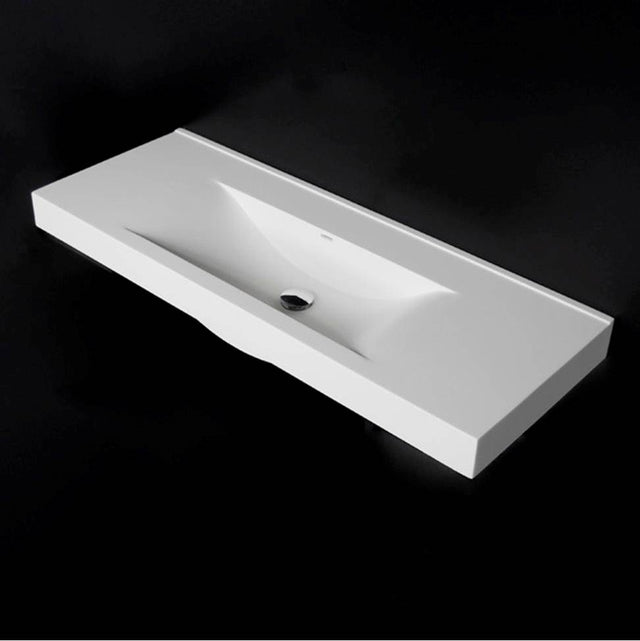 Lacava - Vanity top Bathroom Sink made of solid surface, with an overflow, 45 7/8''W, 17 1/4''D, 7''H. - Gloss White