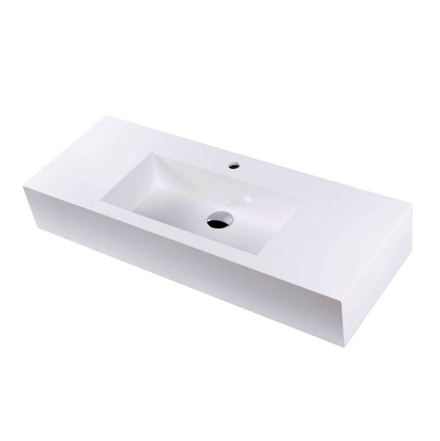 Lacava - Vanity top Bathroom Sink made of solid surface, with an overflow, 40''W, 15''D, 6''H. - Matte White