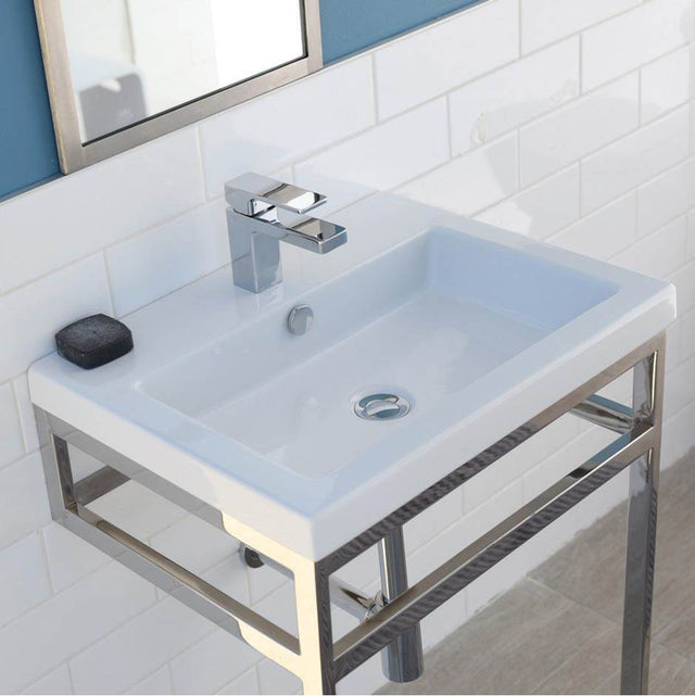 Lacava - Floor-standing metal console stand with a towel bar. It must be attached to wall.  W:23'', D: 17 3/4'', H: 33''. - Powder Coated Brass