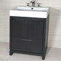 Lacava - Free-standing under-counter vanity with finger pulls across top doors and polished chrome pull across bottom drawer. - Gloss Ardesia