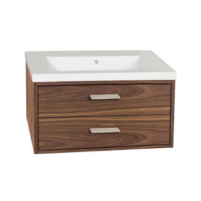 Lacava - Wall-mount under-counter vanity with two push-open drawers adorned with metal inserts and equipped with drawer organizers. - Gloss Ardesia