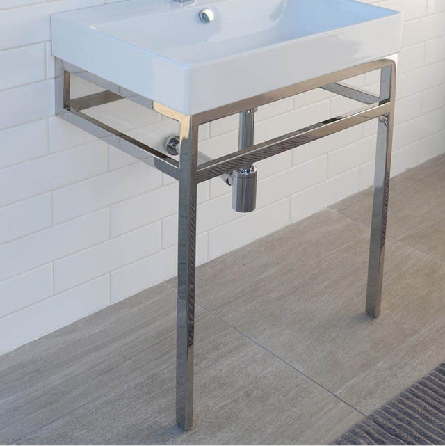 Lacava - Floor-standing metal console stand with a towel bar (Bathroom Sink 5232 sold separately), made of stainless steel or brass. - Matte White