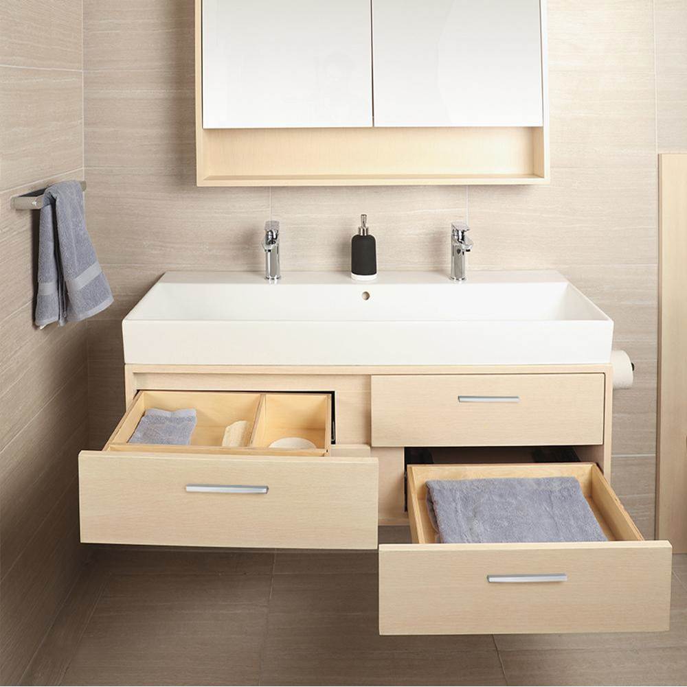 Lacava - Wall-mount under-counter vanity with four push-open drawers adorned with metal inserts and equipped with drawer organizers. - Gloss Ardesia