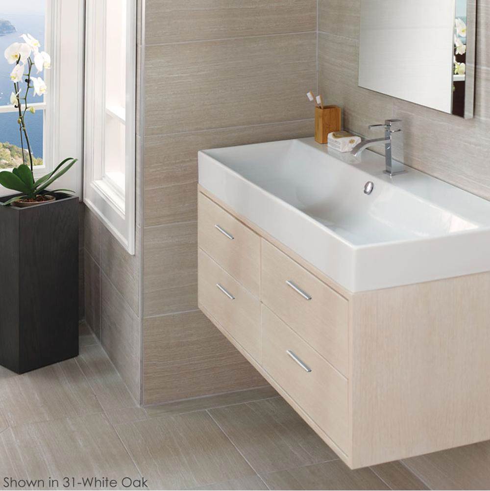 Lacava - Wall-mount under-counter vanity with four push-open drawers adorned with metal inserts and equipped with drawer organizers. - Wenge