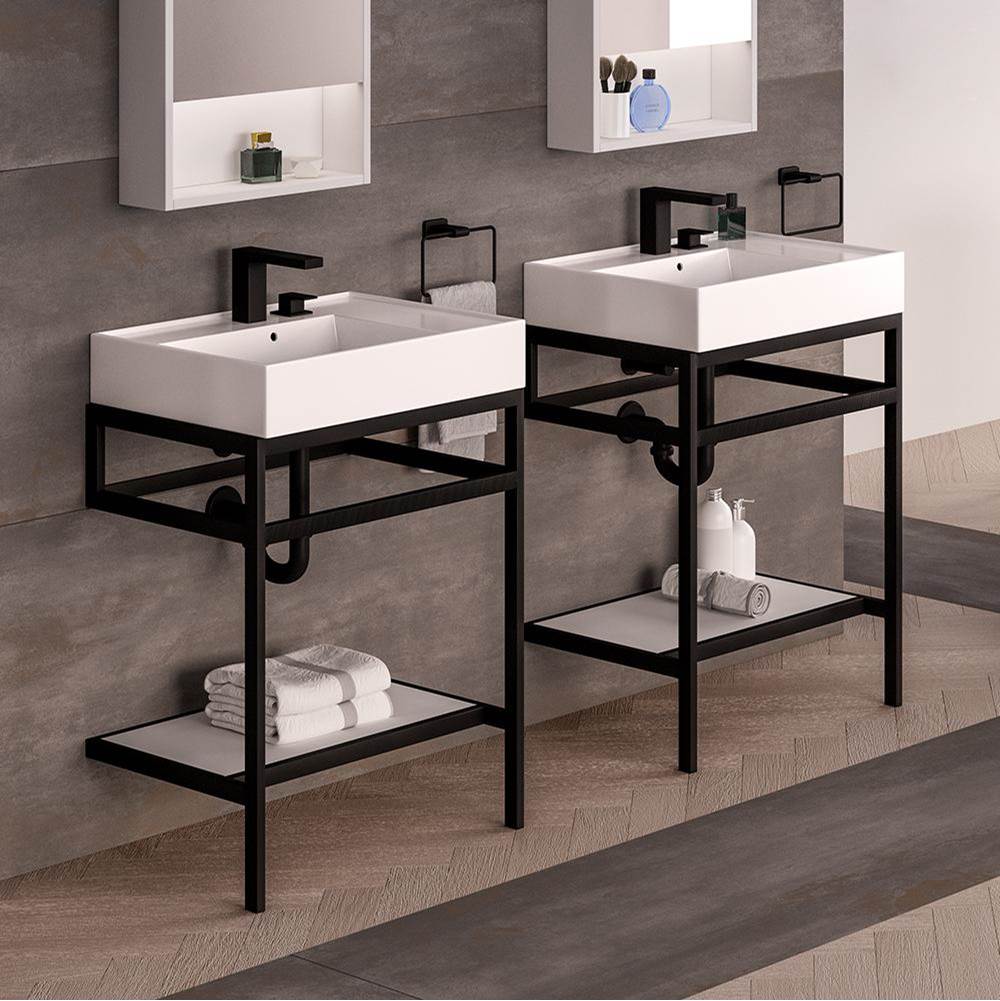 Lacava - Wall-mounted or vessel porcelain washbasin with overflow - White