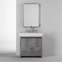 Lacava - Free-standing under-counter vanity with finger pulls across top doors and polished chrome pull across bottom drawer. - Gloss Ardesia