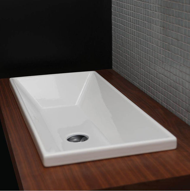 Lacava - Under-counter or self-rimming porcelain Bathroom Sink with an overflow. W: 29 3/4'', D: 13 1/2'', H: 6 3/4''. - White