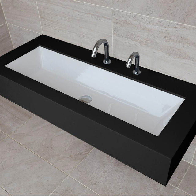 Lacava - Under-counter or self-rimming porcelain Bathroom Sink with an overflow. W: 41 3/8'', D: 13 3/8'', H: 6 3/4''. - White