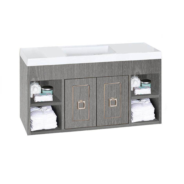 Lacava - Wall-mount under-counter vanity with open cubby on both sides  with an adjustable shelf - Gloss Ardesia
