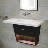 Lacava - Wall mount under counter vanity with open cubby fill open door, LED lights, and polished chrome pull. - Gloss Ardesia