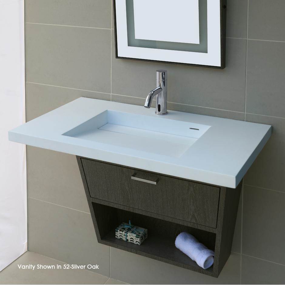 Lacava - Wall-mount or vanity-top Bathroom Sink made of solid surface with an overflow and decorative drain cover. - Matte White