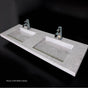 Lacava - Wall-mount or vanity top stone double-bowl Bathroom Sink with preinstalled concealed drains - Bianco