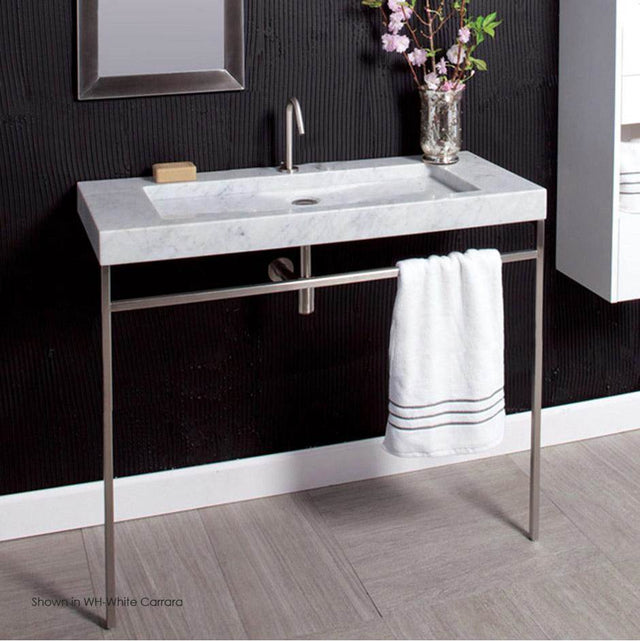 Lacava - Floor-standing metal console stand with a towel bar (Bathroom Sink 5303 sold separately), made of stainless steel or brass. - Matte White