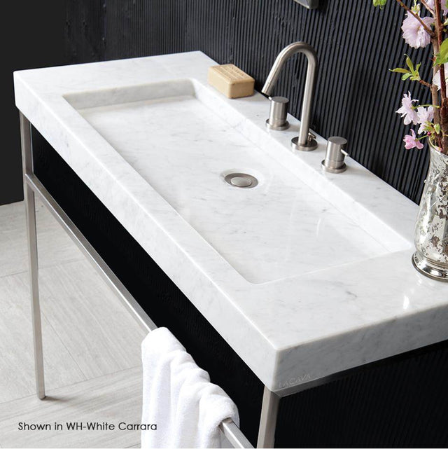 Lacava - Vessel or vanity top stone Bathroom Sink without an overflow. Unfinished back. W: 42'', D: 17 3/4'', H: 3''. Avaible with 00 - no faucet holes, 01 - one faucet hole, 02 - two faucet holes, 03 - three faucet holes in 8'' spread. - Bianco