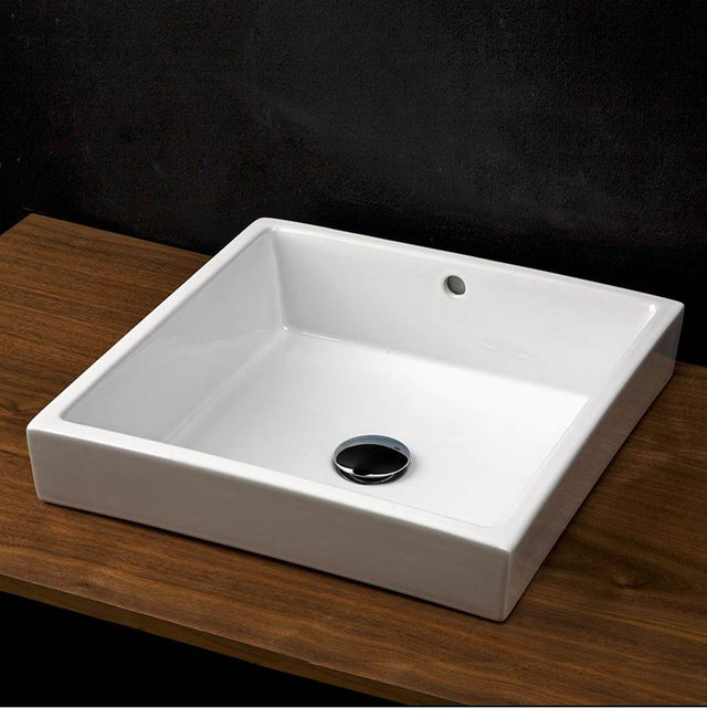 Lacava - Self-rimming porcelain Bathroom Sink with an overflow. Finished back.W: 18 1/4'', D: 18'' H: 6 3/8'' - White