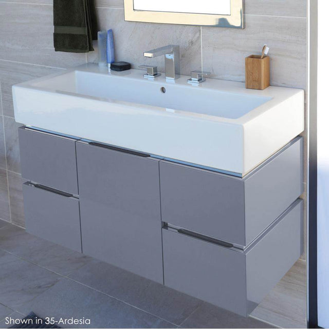 Lacava - Wall-mounted undercounter vanity with finger pulls and polished steel accents - Gloss Ardesia
