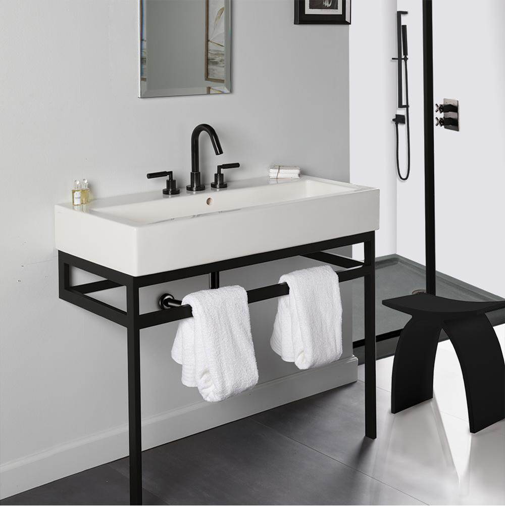 Lacava - Floor-standing metal console stand with a towel bar (Bathroom Sink 5460sold separately), made of stainless steel or brass. - Matte Black