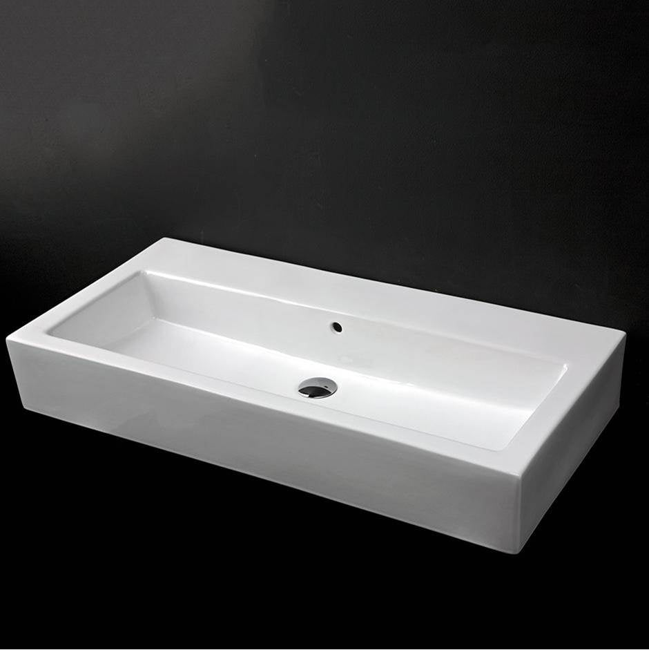 Lacava - Wall-mount or above-counter porcelain Bathroom Sink with an overflow. - White