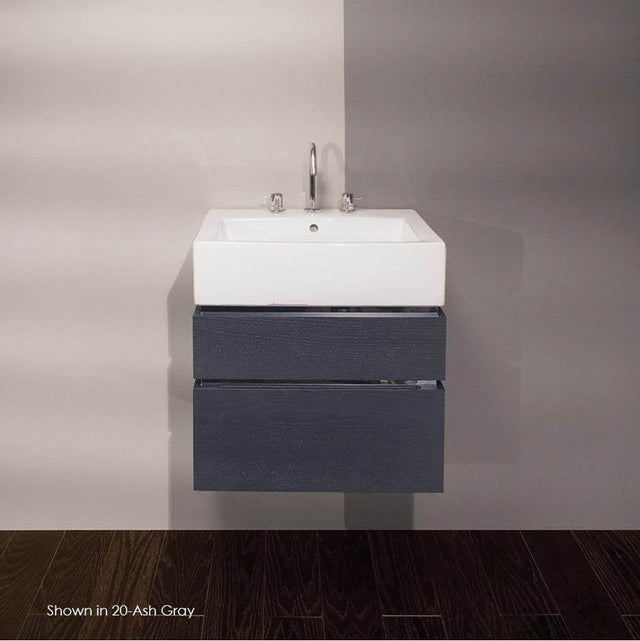 Lacava - Wall-mount under-counter vanity with finger pulls, without polished steel accents, bothdrawers have U-shaped notch for plumbing. - Gloss Ardesia