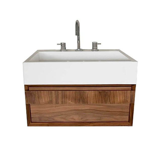 Lacava - Wall-mount under-counter vanity with finger pulls on one drawer, the drawer has U-shaped notch for plumbing. W: 23 1/4'', D: 18 1/4'', H: 12''. - Gloss Ardesia