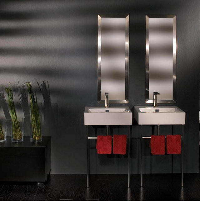 Lacava - Floor-standing metal console stand with a towel bar (Bathroom Sink 5464 sold separately), made of stainless steel or brass. - Matte Black