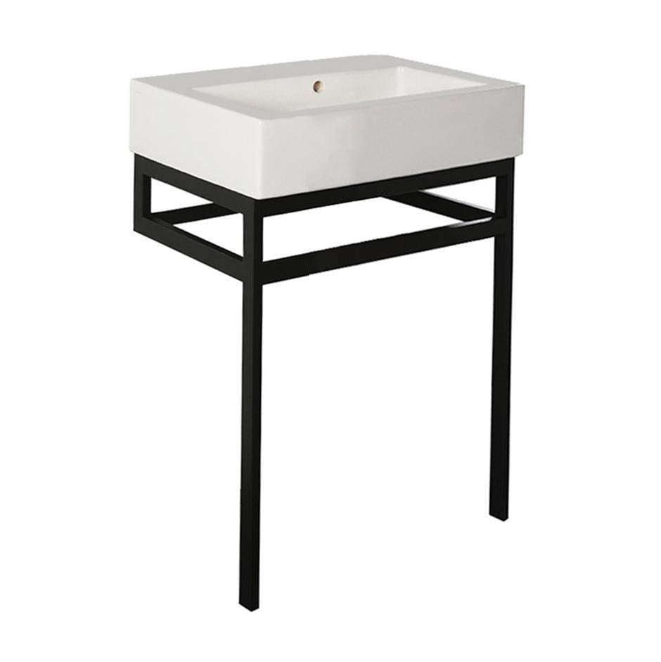 Lacava - Floor-standing metal console stand with a towel bar (Bathroom Sink 5464sold separately), made of stainless steel or brass. - Matte Black