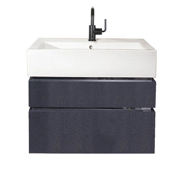 Lacava - Wall-mount undercounter vanity with finger pulls - Gloss Ardesia
