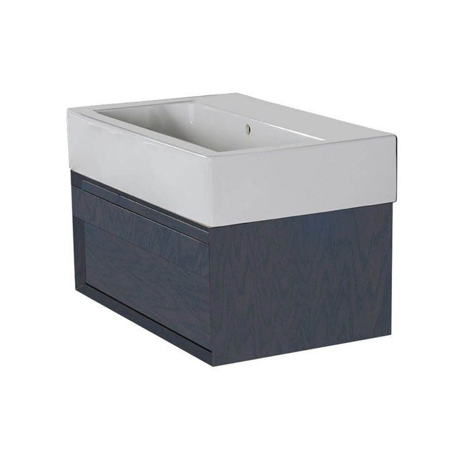 Lacava - Wall-mount under-counter vanity with finger pulls on one drawer, the drawer has U-shaped notch for plumbing. W: 28 1/4'', D: 18 1/4'', H: 12''. - Gloss Ardesia