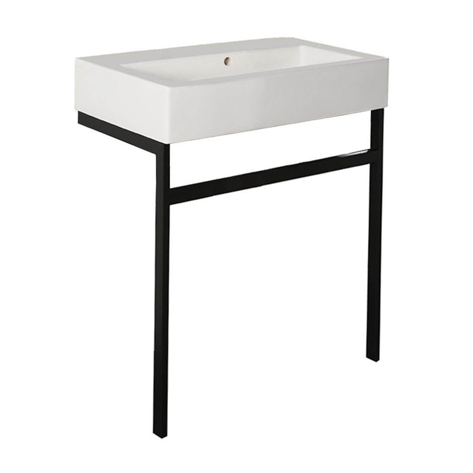 Lacava - Floor-standing metal console stand with a towel bar (Bathroom Sink 5468 sold separately), made of stainless steel or brass. - Matte White