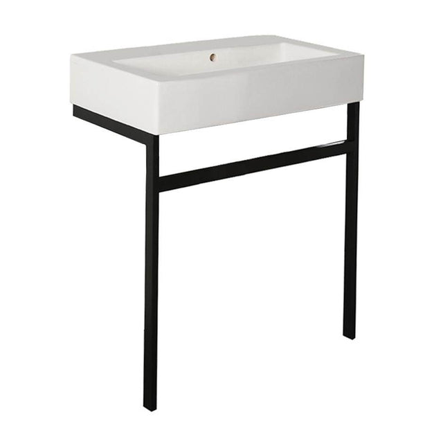 Lacava - Floor-standing metal console stand with a towel bar (Bathroom Sink 5468 sold separately), made of stainless steel or brass. - Matte White