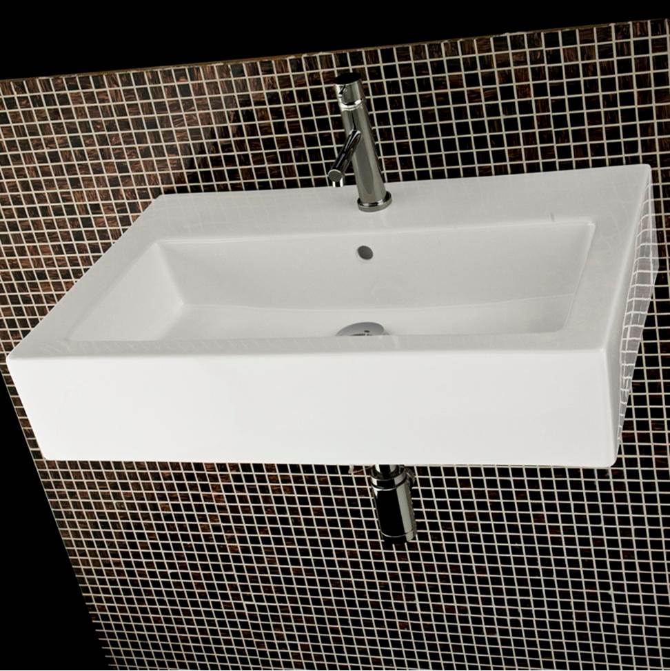 Lacava - Wall-mount or above-counter porcelain Bathroom Sink with an overflow. - White