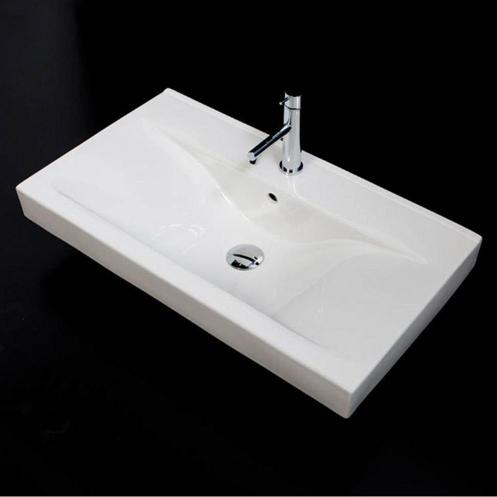 Lacava - Vanity top porcelain Bathroom Sink with overflow. - White